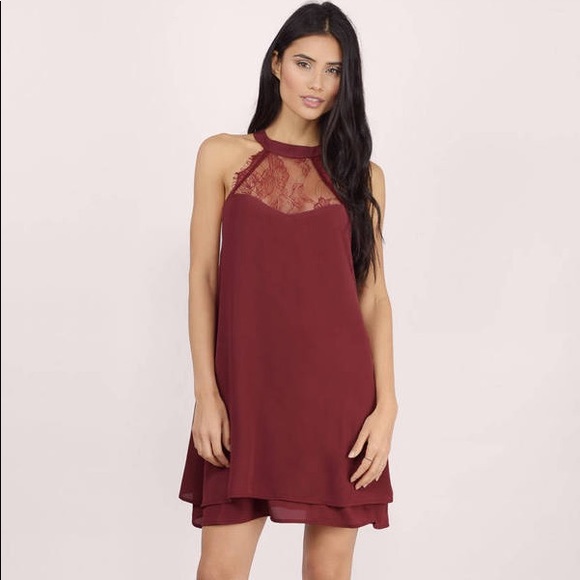 Tobi Dresses & Skirts - Tobi maroon halter shift dress - open back